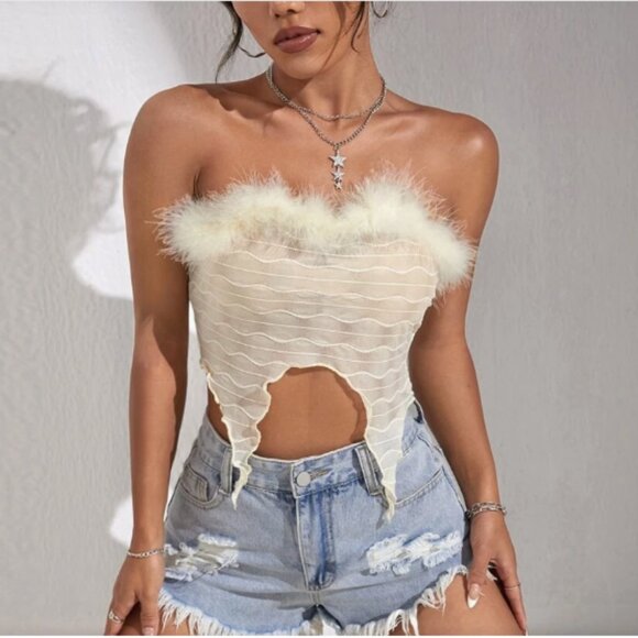 Strapless Fuzzy Tube Top - SHEIN - Picture 1 of 6